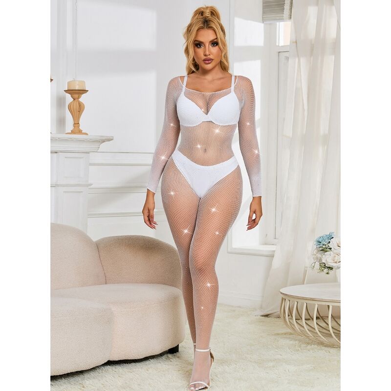 Bodystocking résille manches longues à losanges — vue de dos