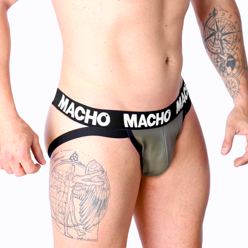 Jockstrap homme simili cuir élastique — vue trois quarts