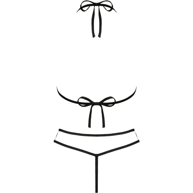 Ensemble dentelle soutien-gorge et string noir — vue de dos