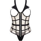 Corset en dentelle ajourée avec string — détail base