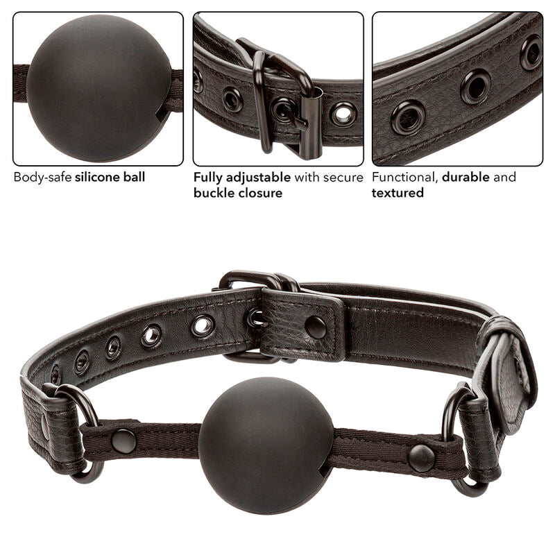 Bâillon boule en silicone Nocturnal noir — vue de dos