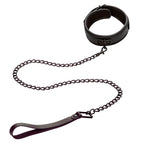 Collier et laisse réglables en cuir et chaîne métal — vue de profil