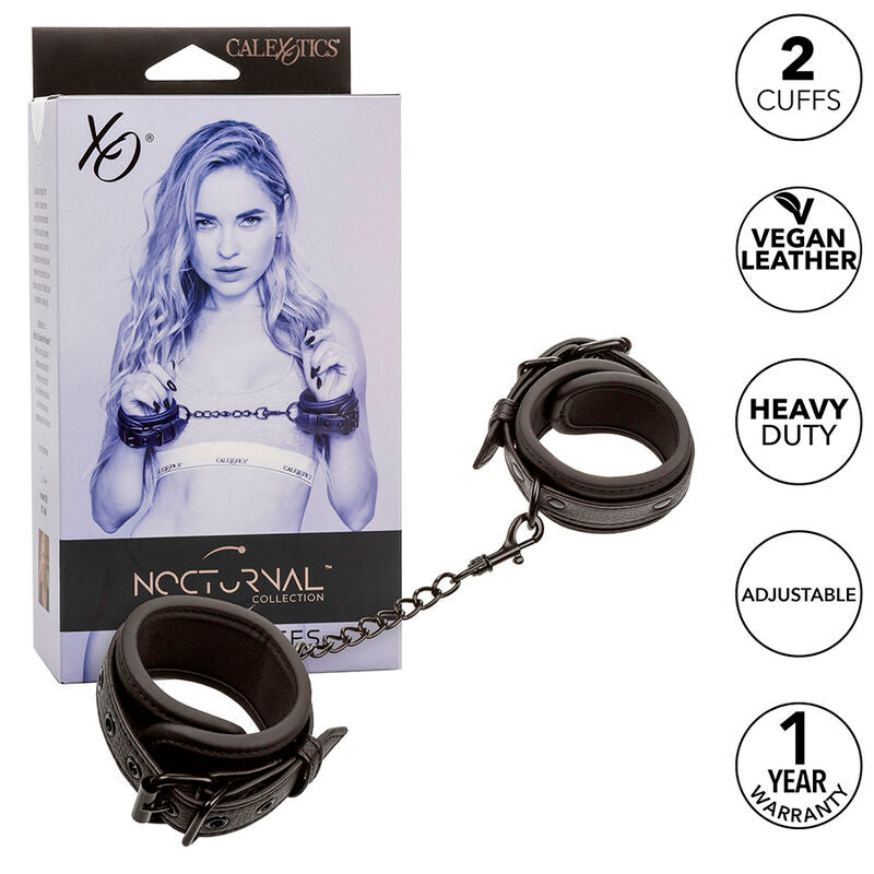 Menottes de poignets en cuir réglables Nocturnal — détail produit