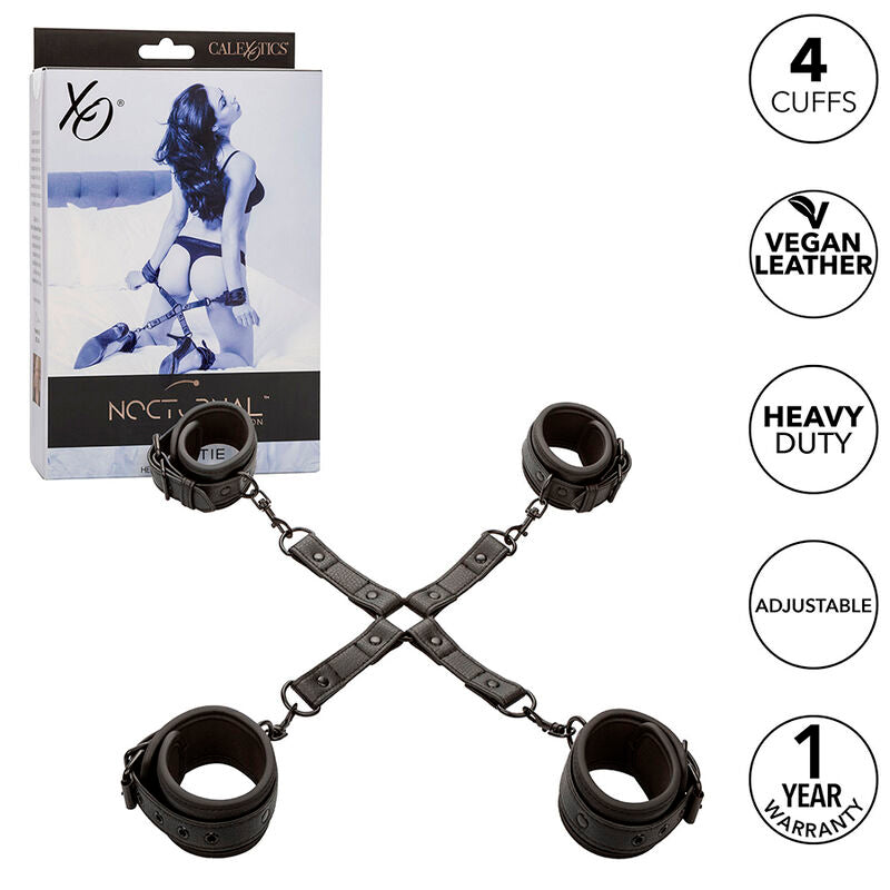 Kit hog tie 4 manchettes cuir Nocturnal — détail produit