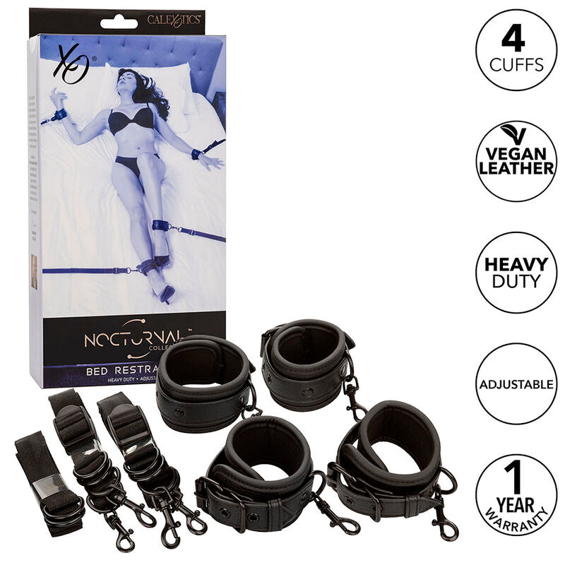 Kit d'attache de lit réglable en cuir noir — détail produit