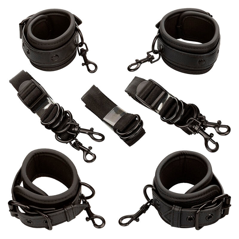 Kit d'attache de lit réglable en cuir noir — vue principale