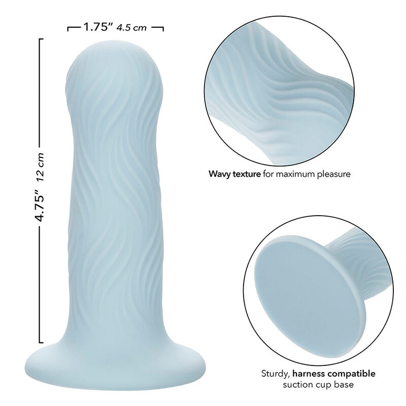 Gode texturé ondulé en silicone avec ventouse — détail texture surface 2