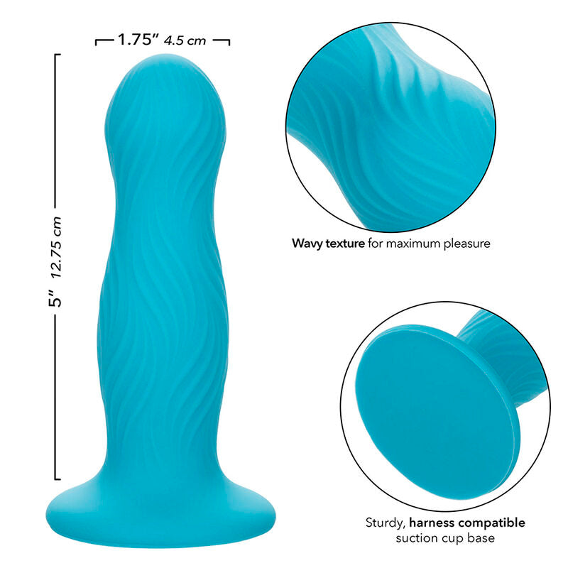 Gode texturé ondulé en silicone avec ventouse — packaging fournisseur