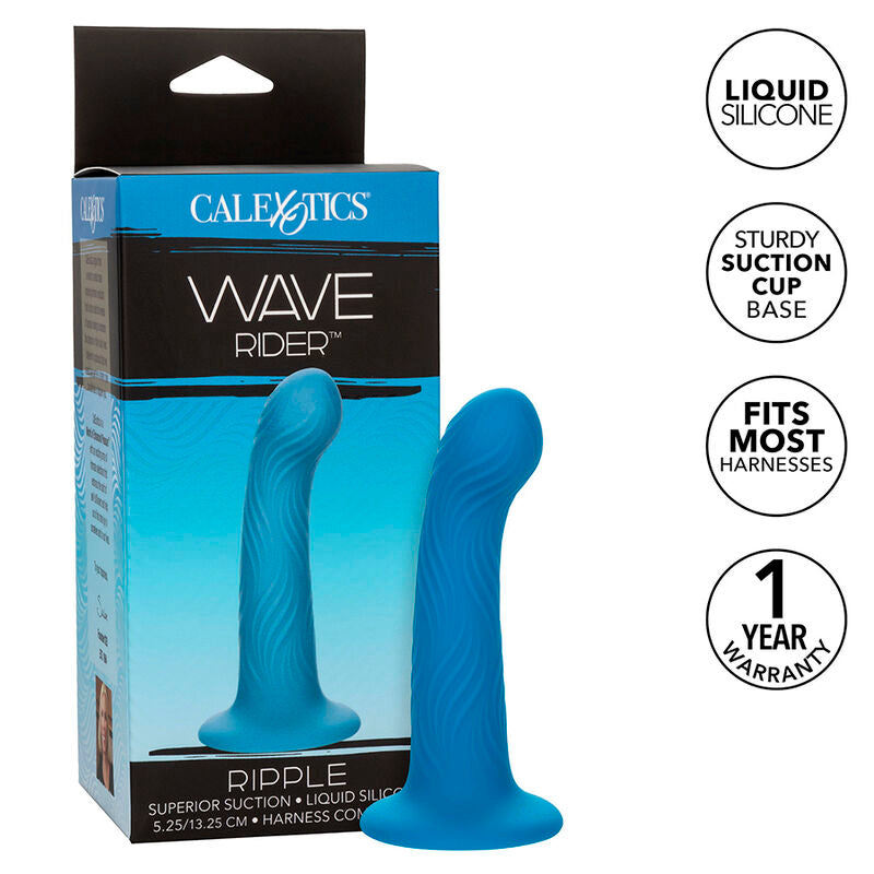 Gode texturé ondulé en silicone avec ventouse — vue de profil