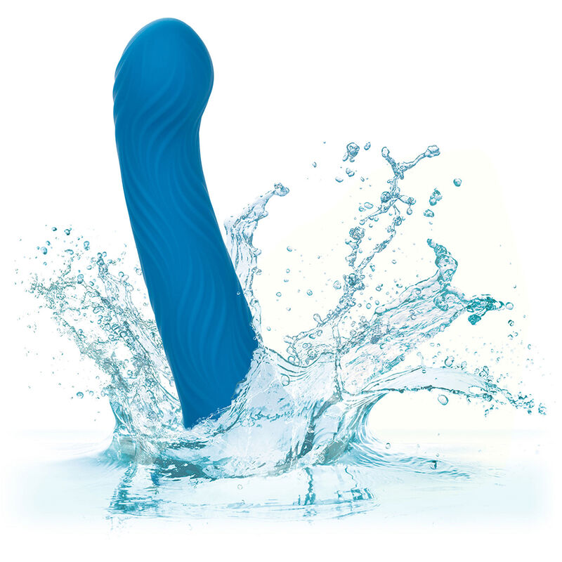 Gode texturé ondulé en silicone avec ventouse — comparatif dimensionnel
