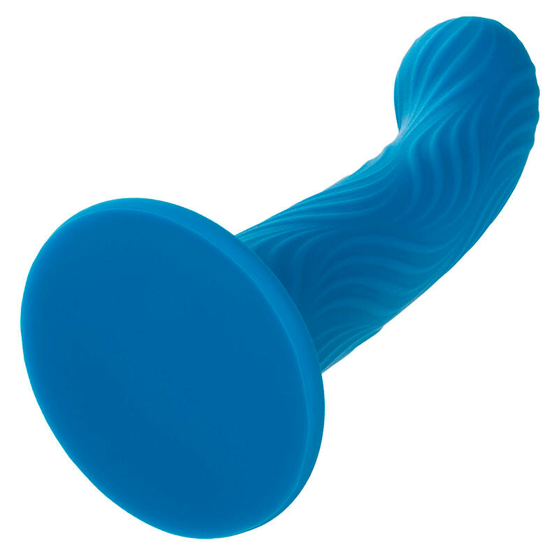 Gode texturé ondulé en silicone avec ventouse — détail texture surface