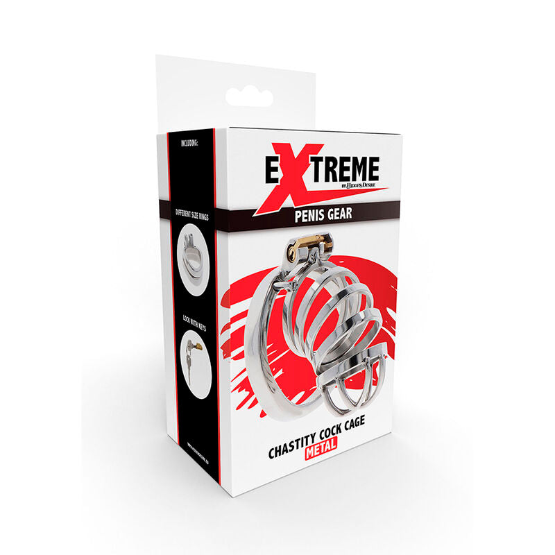 Cage de chasteté en métal verrouillable ajustable — détail texture surface