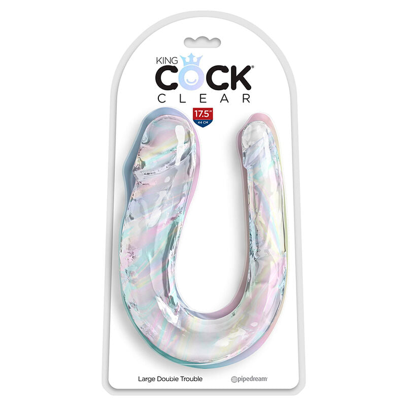Long double gode réaliste veiné translucide — détail produit