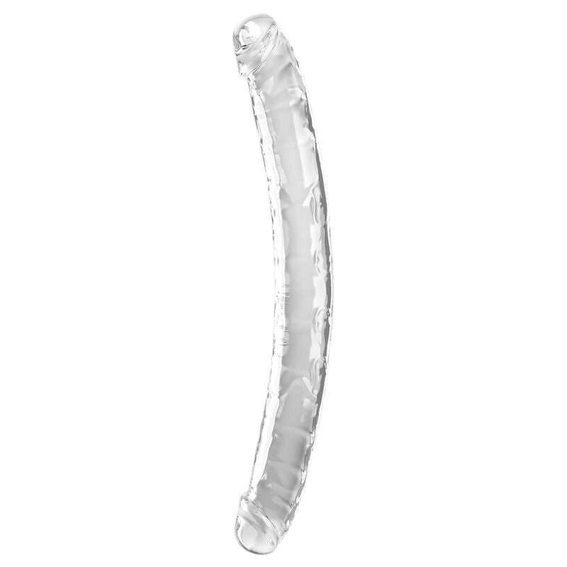 Double gode réaliste translucide flexible — vue de profil