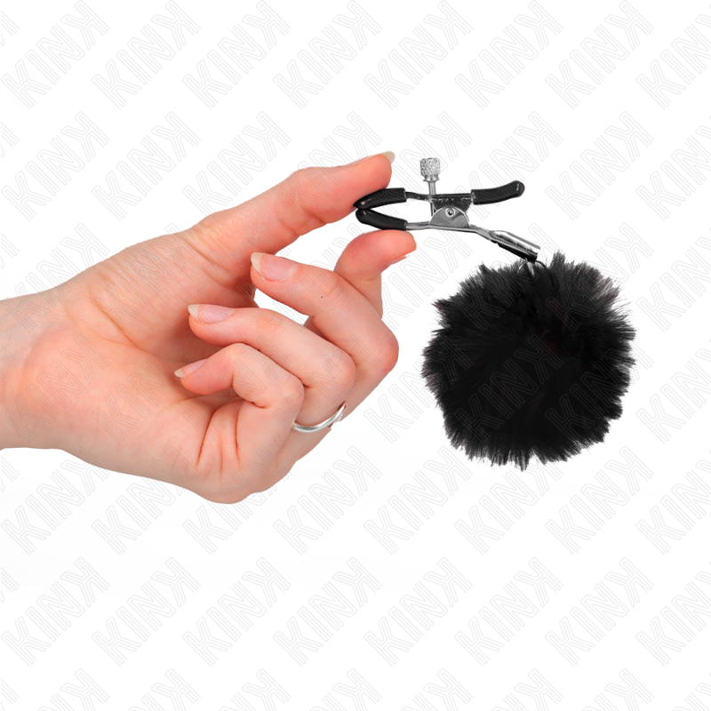 kink pince a meton boule en fausse fourrure noir 6 cm