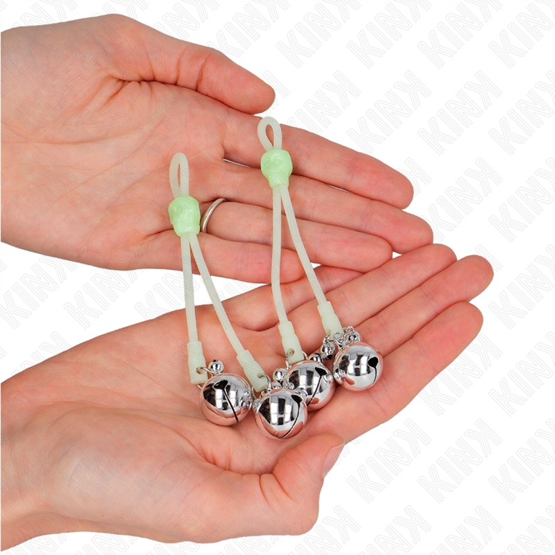 kink pinces a teton lumineuses crane avec anneau cloches reglables vert argent