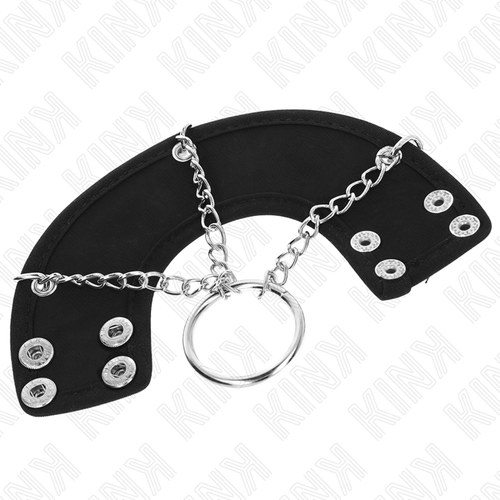 Anneau pénis métal et ceinture cuir pour le contrôle — vue de dos