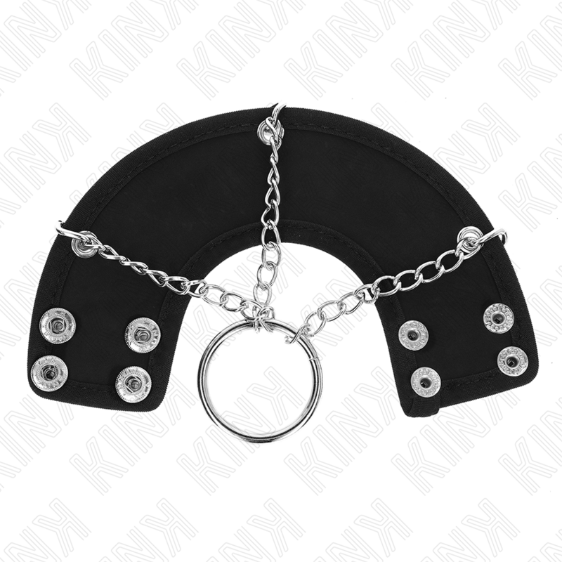 Anneau pénis métal et ceinture cuir pour le contrôle — vue de profil