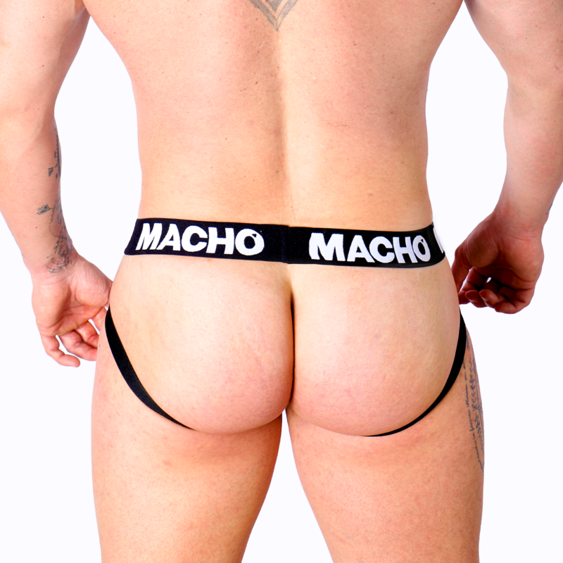Jockstrap homme effet cuir extensible — détail texture surface