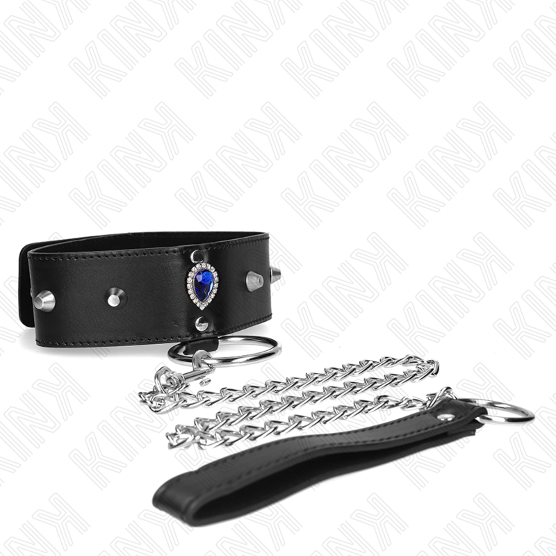 Collier à bracelet avec strass bleus — vue de dos