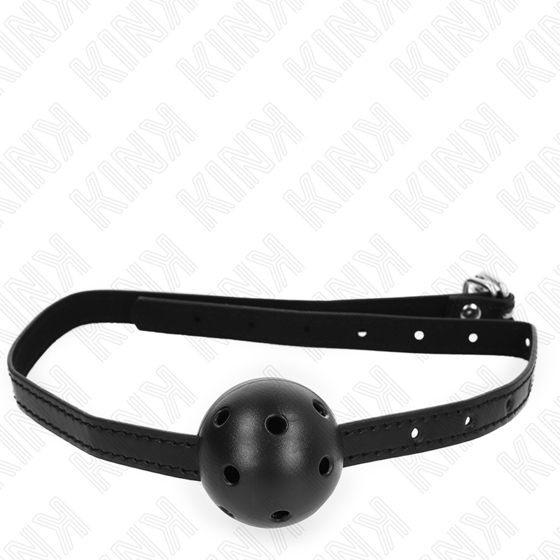 Bâillon boule respirante noire — vue de profil