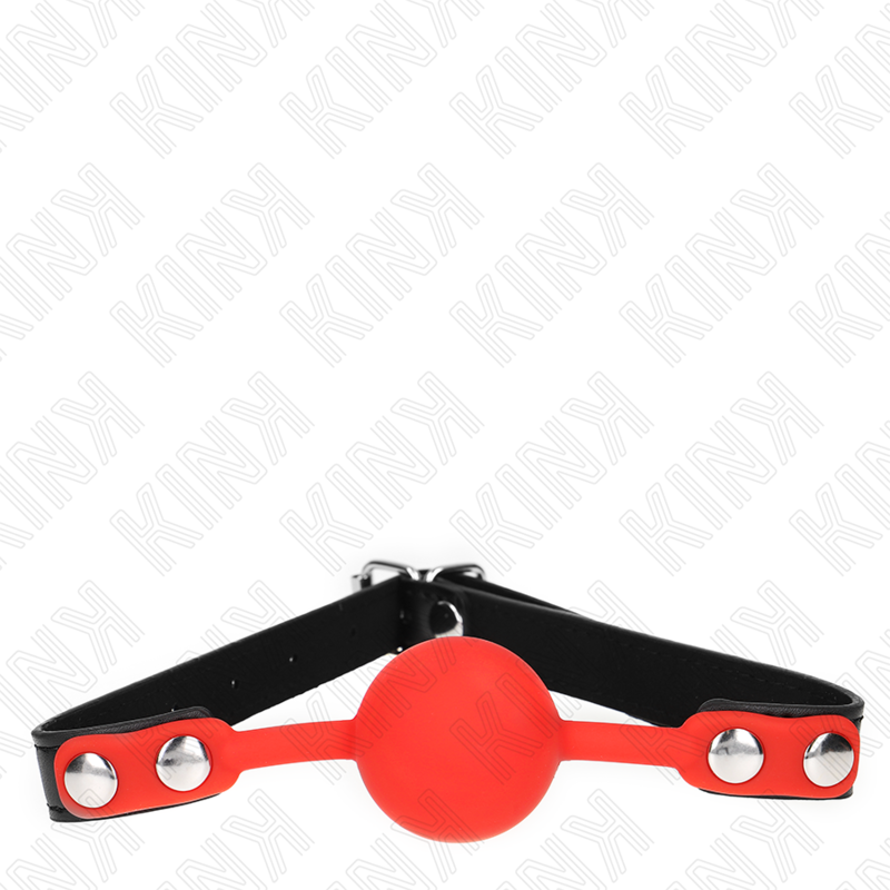 Bâillon boule rouge en silicone avec sangle — détail produit