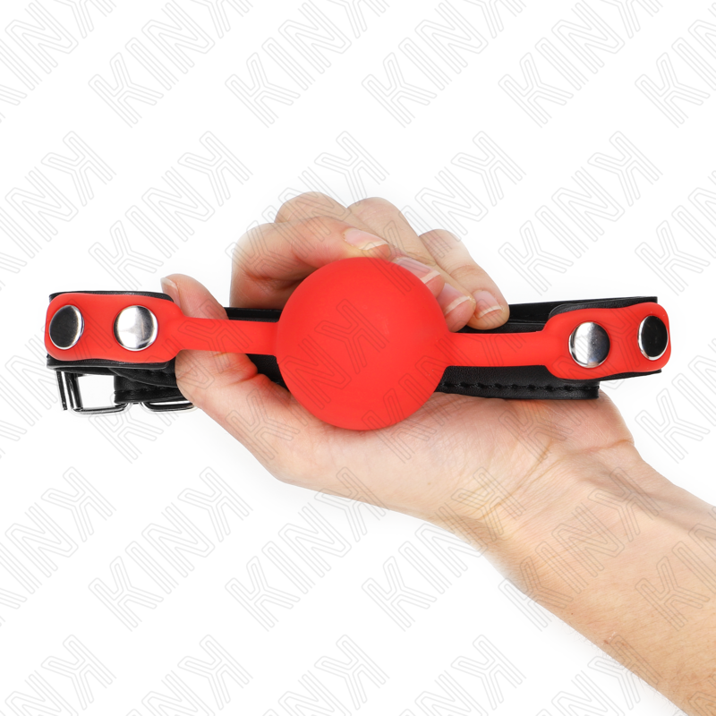 Bâillon boule rouge en silicone avec sangle — vue de dos
