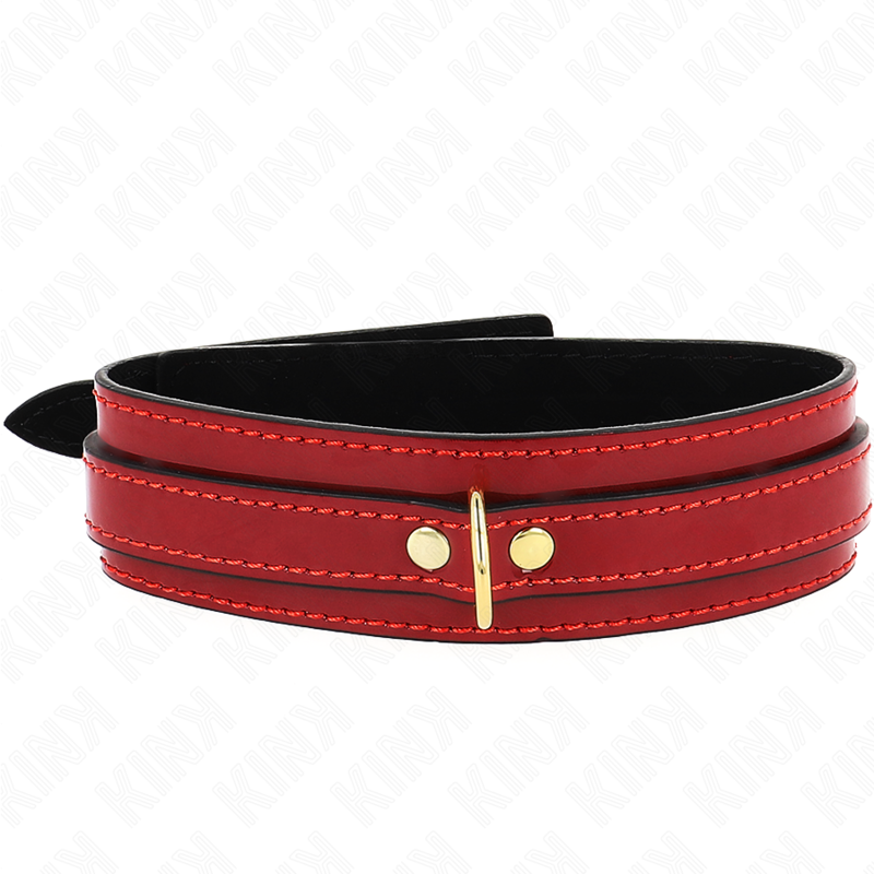 Collier de soumission rouge vin à détails dorés — vue de dos