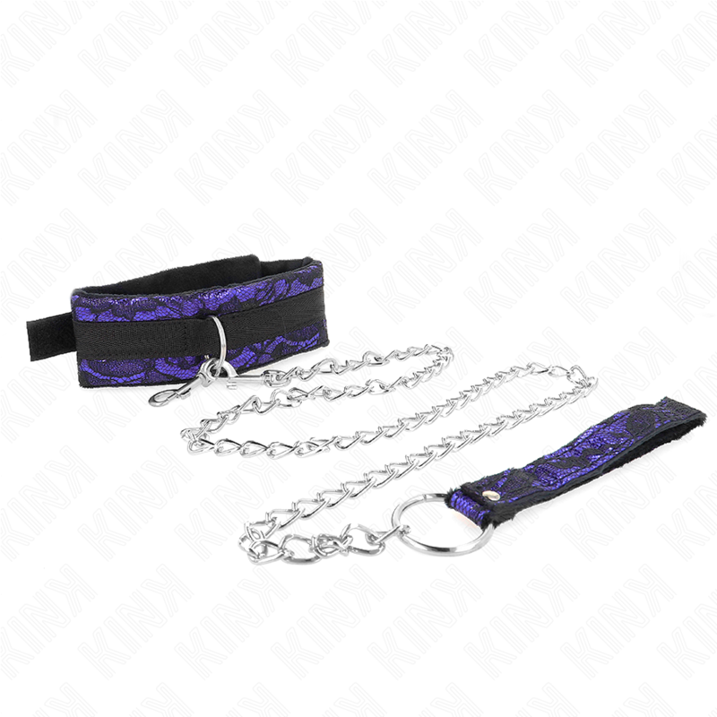 Collier court en velours avec longe — vue de profil