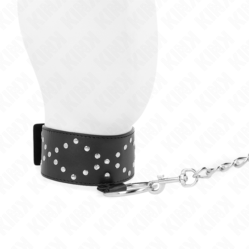 Collier à laisse avec clous argentés — vue de profil