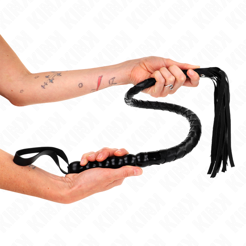 Fouet serpent en perles — vue de profil