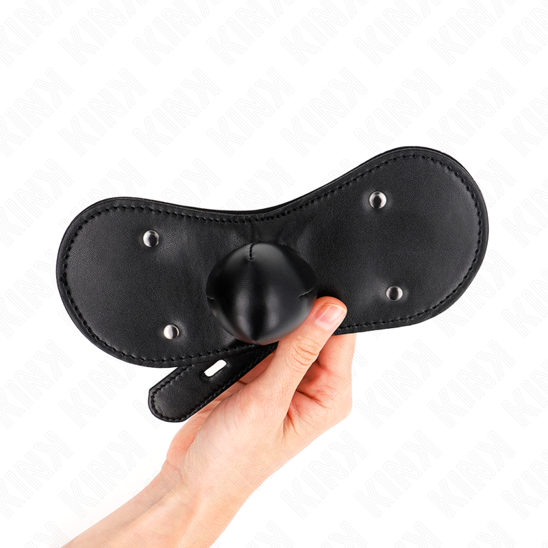 Bâillon boule avec sangle à boucles et serrure — vue de profil