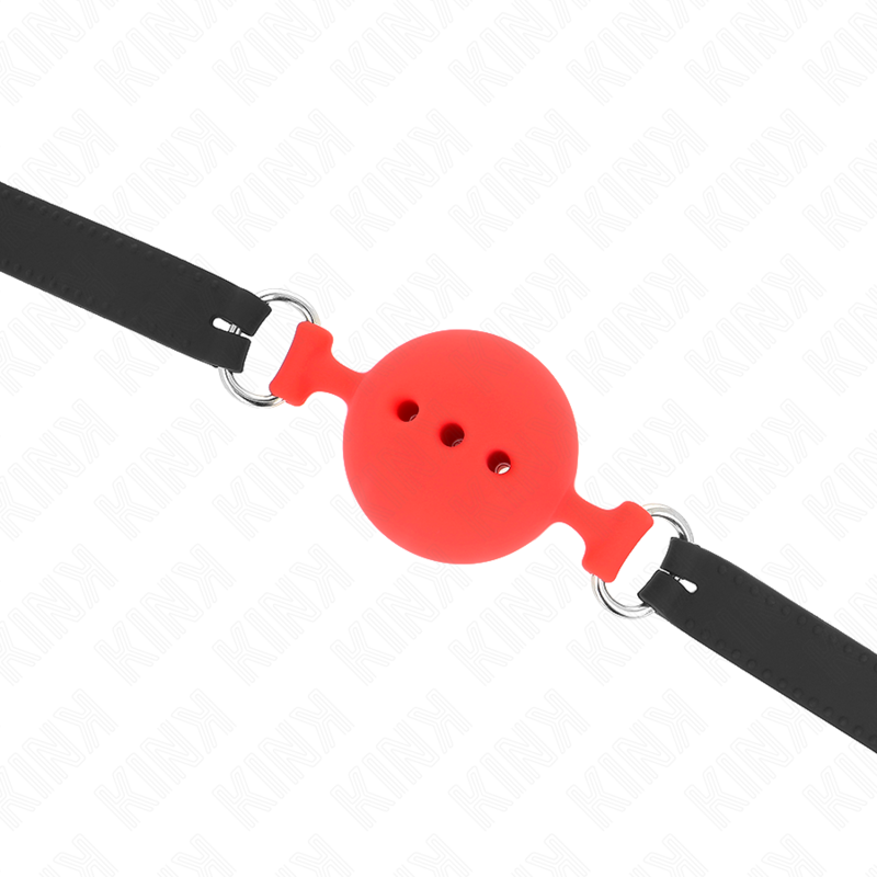 Bâillon boule en silicone rouge — détail texture surface