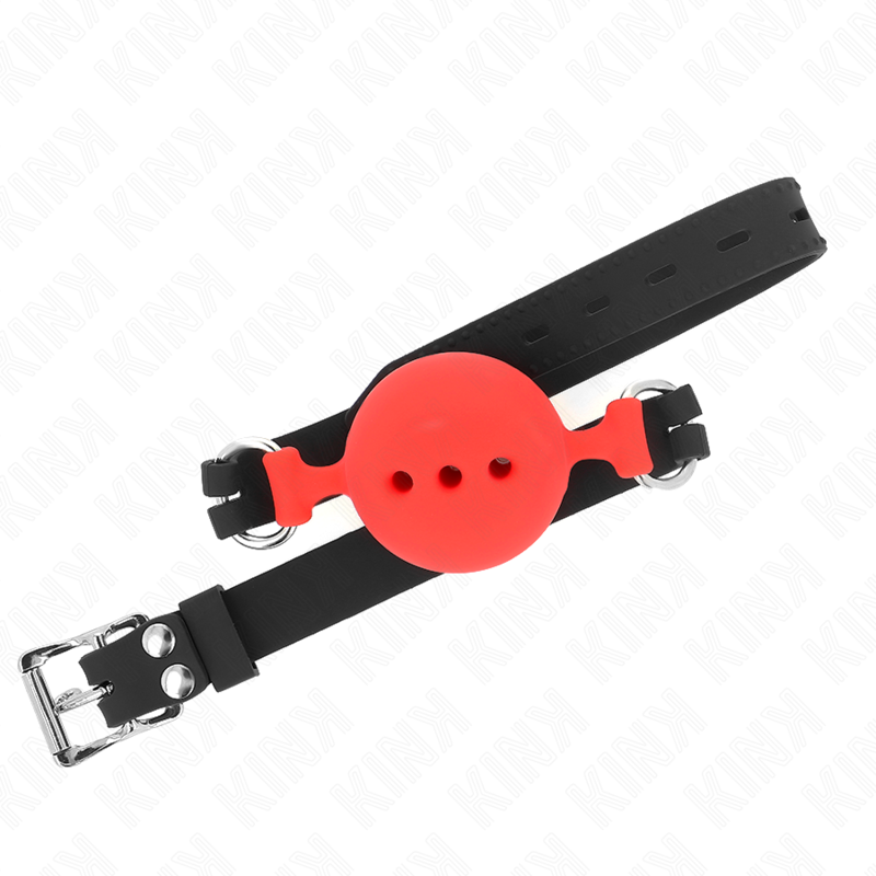Bâillon boule en silicone rouge — vue de profil