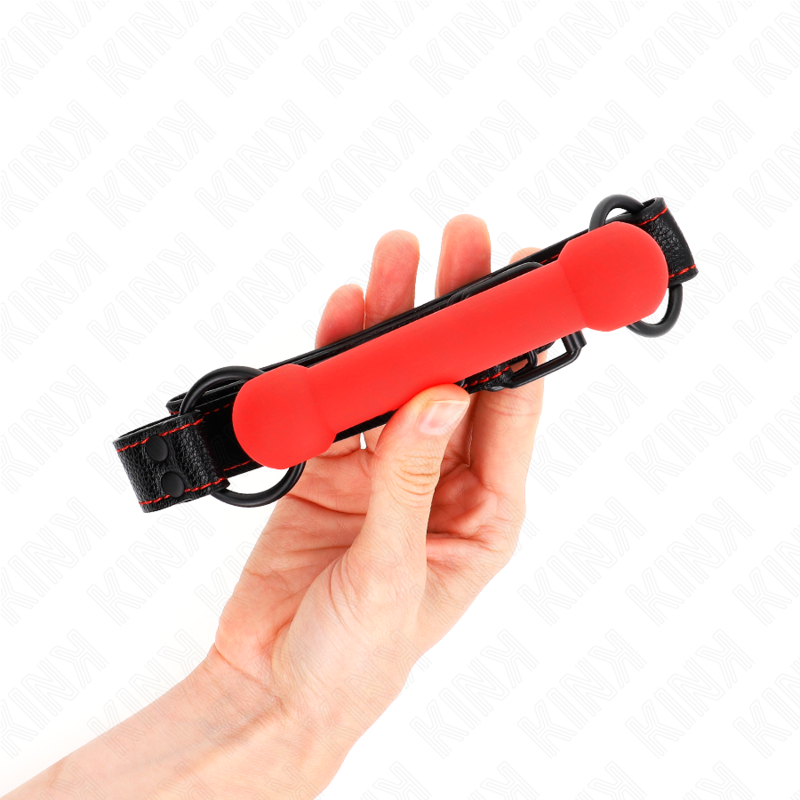 Bâillon en forme d'os avec sangle rouge — détail produit