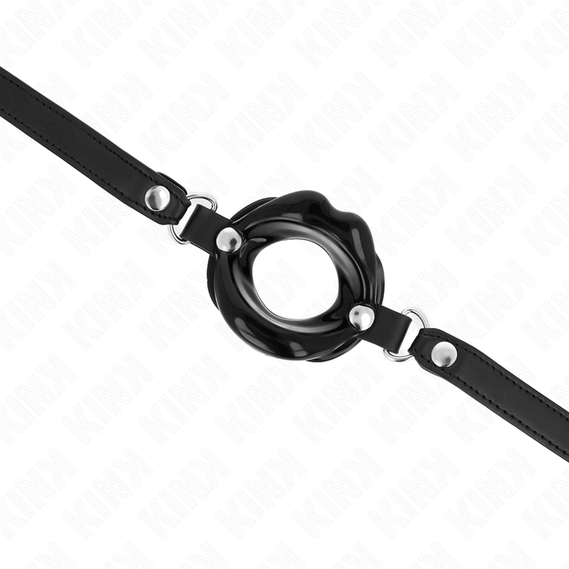 Bâillon mors souple avec sangle en cuir noir — vue de dos