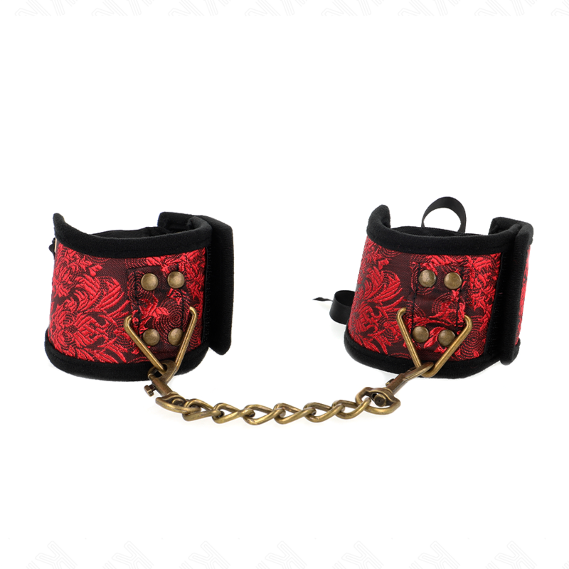 kink attache poignets scandal details dentelle rouge noir 24 5 cm x 6 5 cm