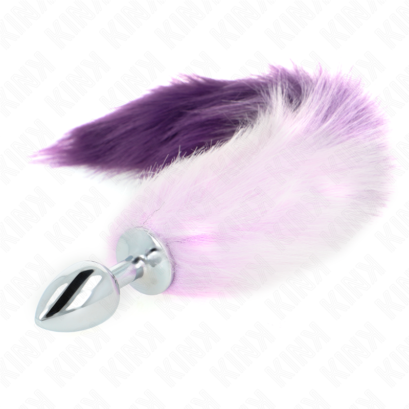 Plug anal acier avec longue queue synthétique violette — vue de profil