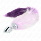 Plug anal acier avec longue queue synthétique violette — vue de profil
