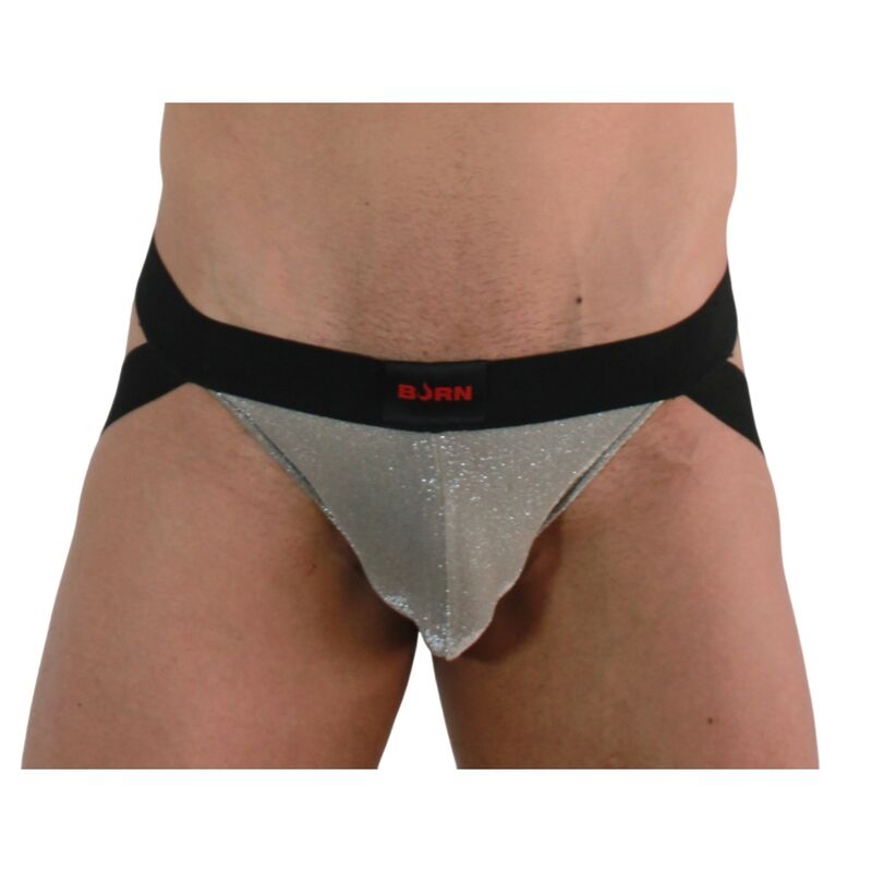 Jockstrap homme paillettes beige et noir — comparatif dimensionnel