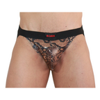 Jockstrap homme motif serpent noir — vue rapprochée
