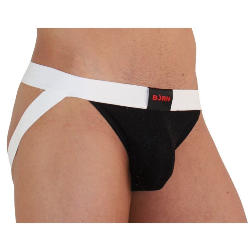 Jockstrap homme paillettes noir et blanc — emballage produit
