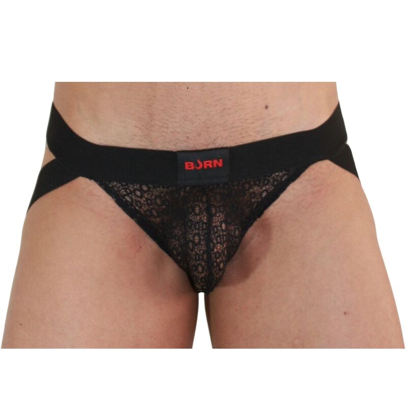 Jockstrap homme dentelle transparente noir — comparatif dimensionnel