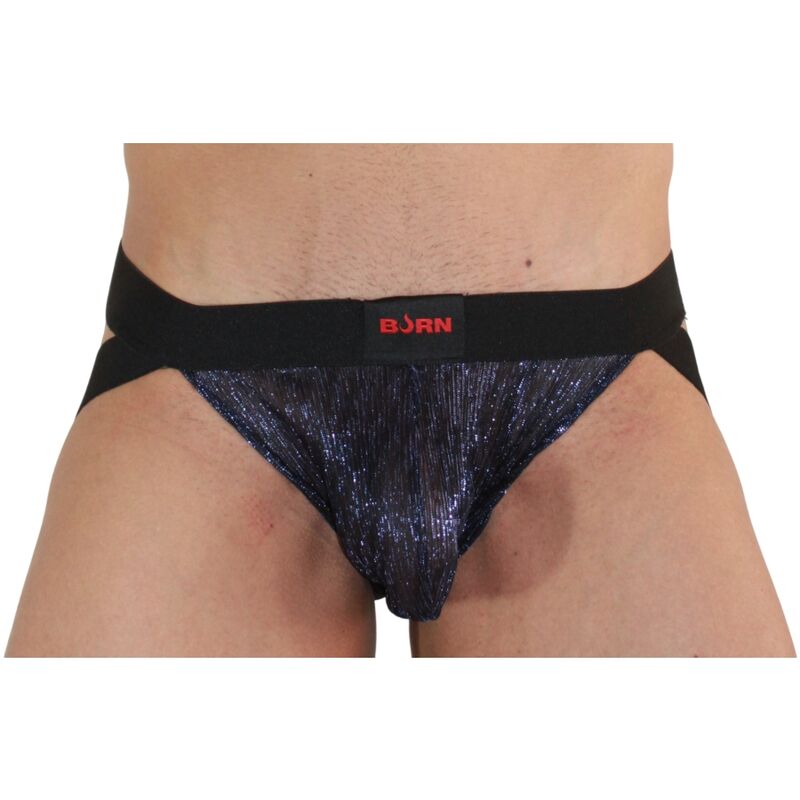 Jockstrap homme paillettes bleu et noir — vue de dos