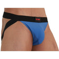Jockstrap homme paillettes bleu nuit et noir — vue de profil