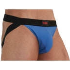Jockstrap homme paillettes bleu nuit et noir — vue de profil