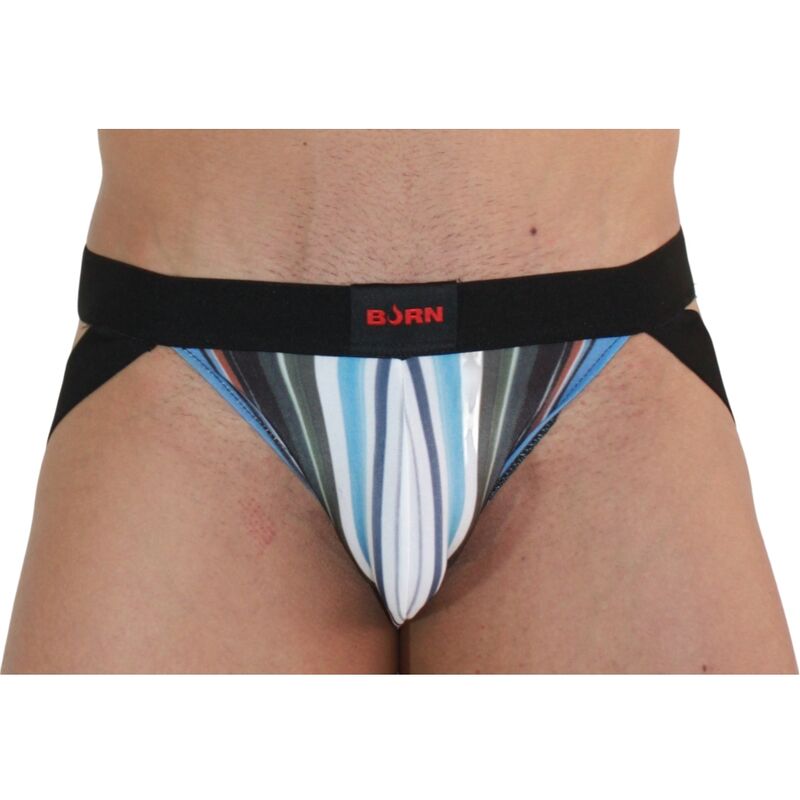 Jockstrap homme paillettes multicolore et noir — comparatif dimensionnel
