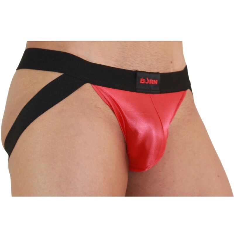 Jockstrap homme paillettes rouge et noir — vue de profil