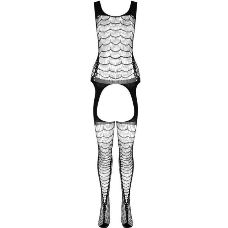 Bodystocking mesh aux transparences de dentelle — vue de profil