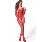 Bodystocking dentelle imprimé sensuel rouge — vue principale
